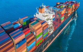 Cargo ship at sea