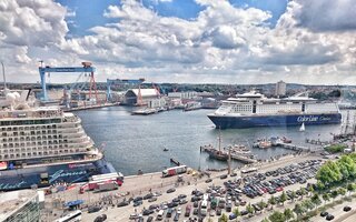 Kiel harbor with two cruise ships