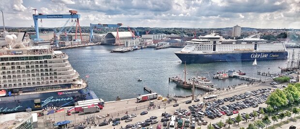 Kiel harbor with two cruise ships