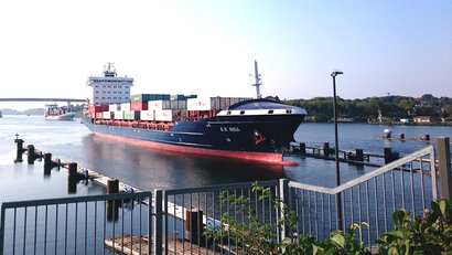 container ship at Kiel Canal
