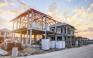 construction residential new house in progress at building site