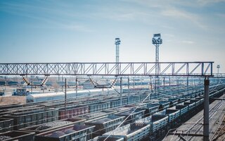 Freight trains at a loading station