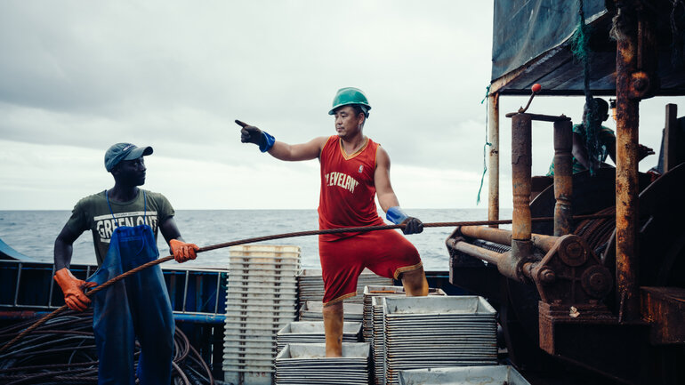 People on fishing trawler