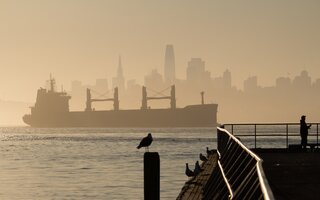 ship  in front skyline
