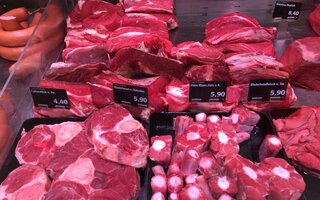 Meat display in a supermarket