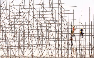 Wooden scaffolding construction
