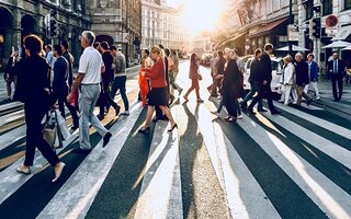 People passing on crosswalk
