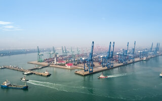 aerial view of tianjin port