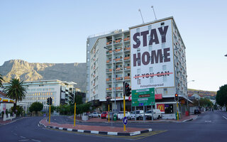 2 April 2020 - Cape Town,South Africa : Empty streets in the city of Cape Town during the lockdown for Covid-19