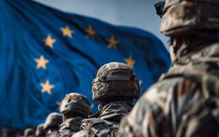 European Soldiers with EU Flag