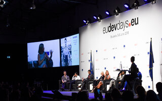 Panel on stage at EU Dev Days 2018