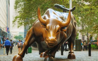 Bull sculpture in Wall street, New York City