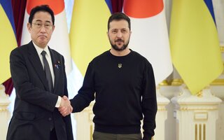 Meeting of Ukraine's President Wolodymyr Selenskyj and Fumio Kishida, the Prime Minister of Japan