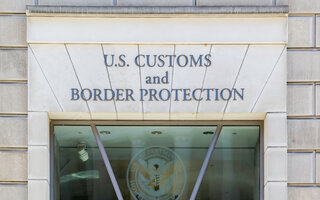 Sign of U.S. Customs and Border Protection on the building in Washington D.C., USA, the largest federal law enforcement agency