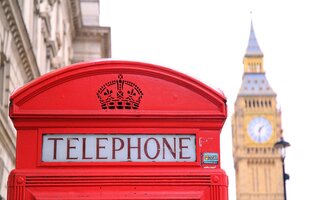 Red phone box with Big Ben in the background