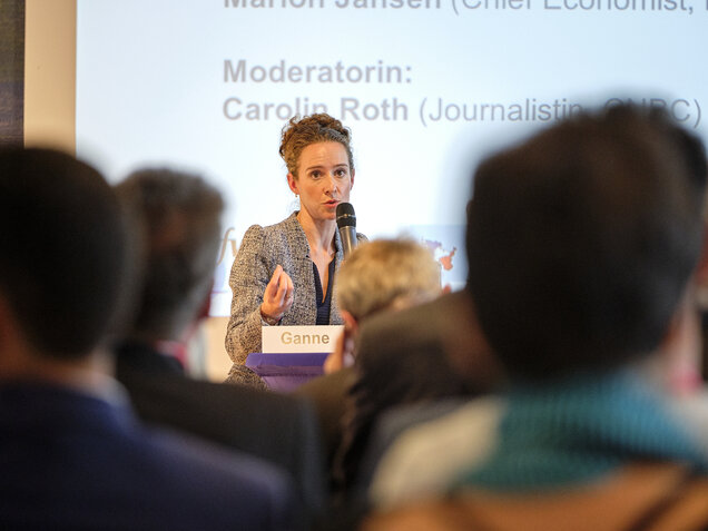 Emmanuelle Ganne on stage (Senior Analyst, World Trade Organization)