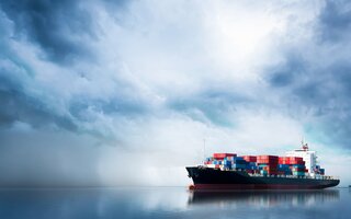 Cargo ship at sea
